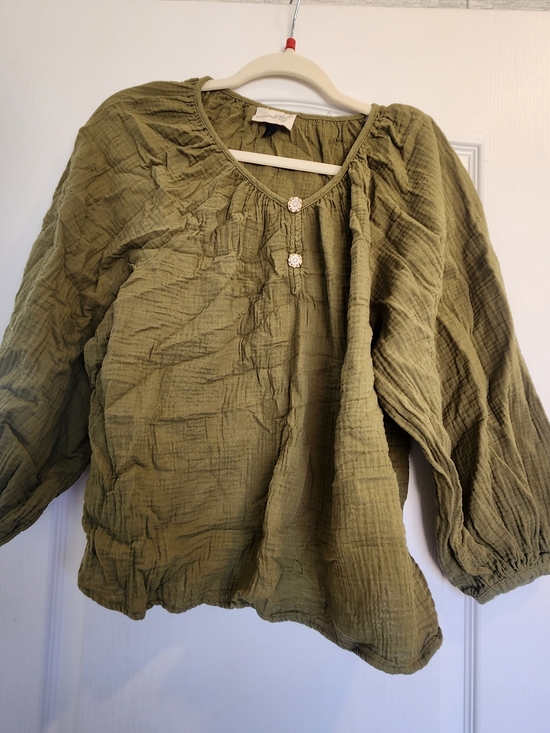 Universal Thread Tops - Universal Thread Womens Olive Green Boho Peasant Blouse L Euc